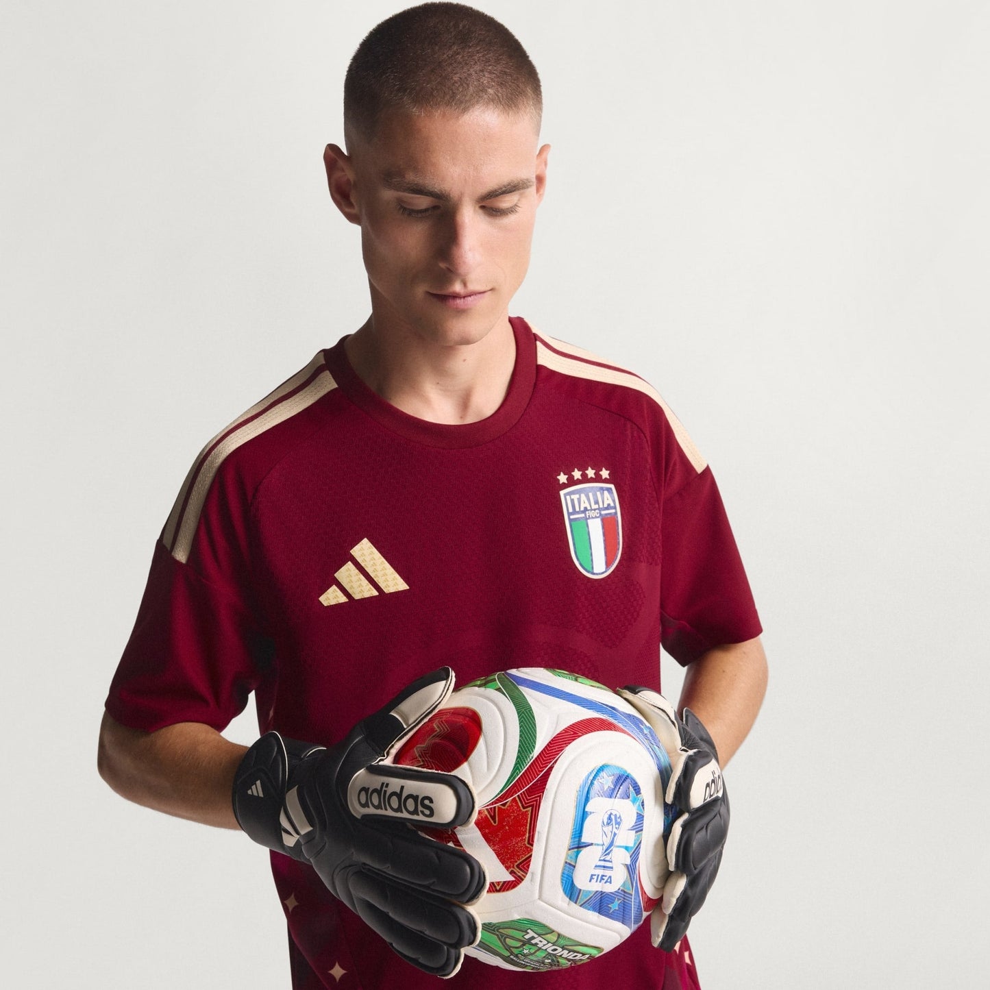 Camisa Goleiro Itália I 26/27 - Jogador Adidas Masculina - Vinho