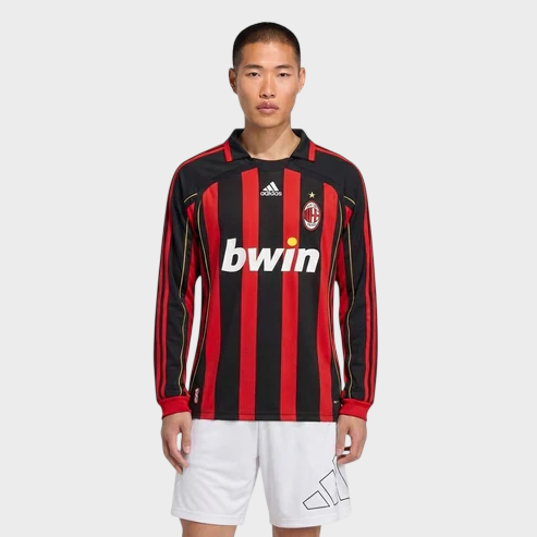 Camisa Milan I 2006/2007 Manga Longa - Retrô - Preto e Vermelho